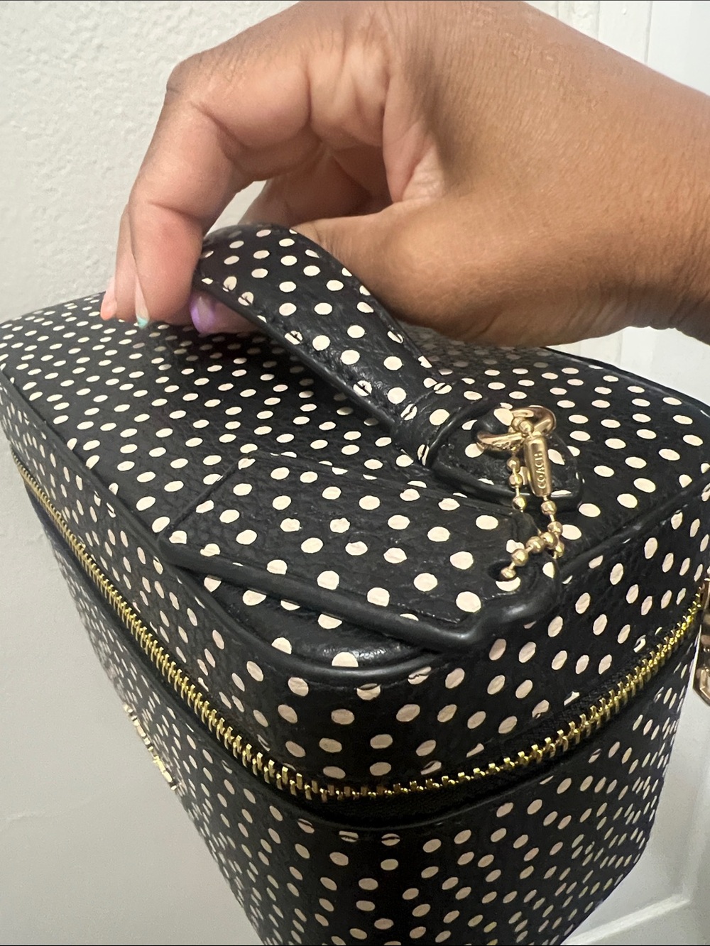 Coach Black with Cream Polka Dot Vanity Case - Picture 5 of 9